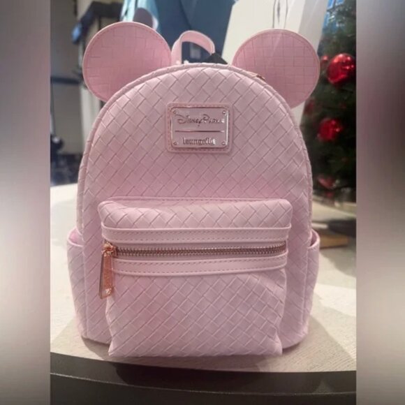 Loungefly Handbags - NWT! Loungefly x Disney Parks Exclusive Mickey Mouse Pink Woven Backpack
